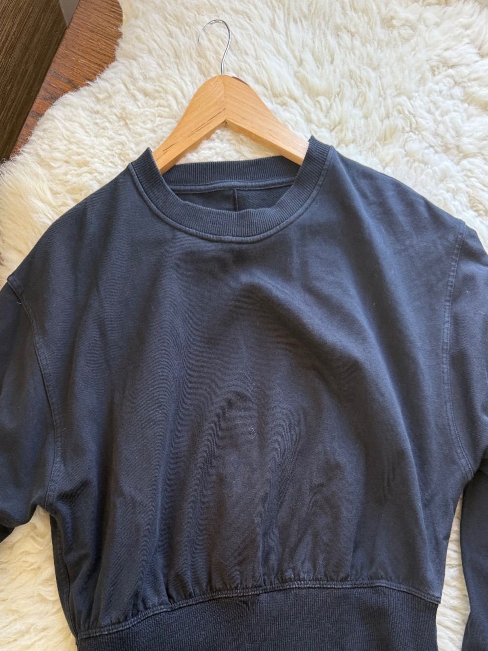Lululemon Ribbed Contoured-Waist Crew Black Stretch French Terry Size Small